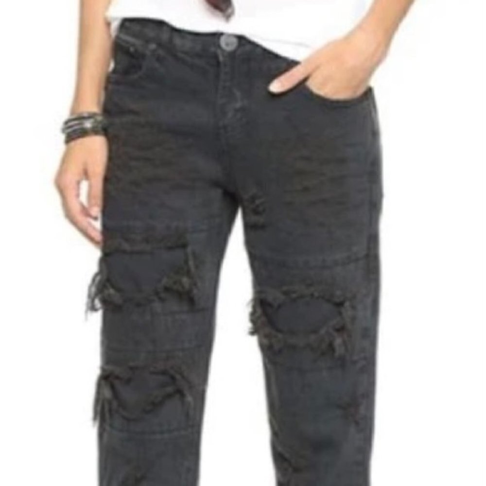 ❄️ ONE Teaspoon Fox Black Distressed Awesome Baggies Jean